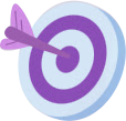 icon A purple and white target with an arrow in it.