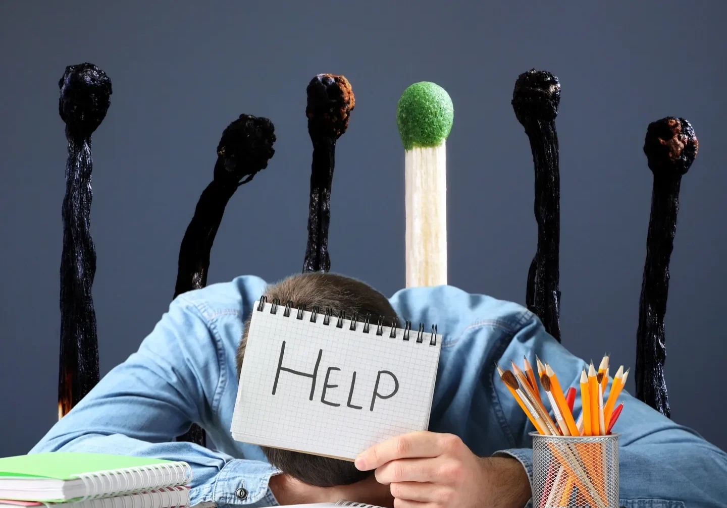 rs=w_1440,h_1440 A person with a head stuck in a stick of matches